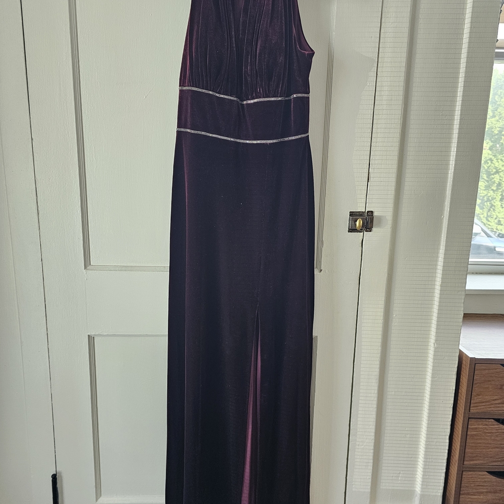 Oleg Cassini Deep Burgandy velvet Maxi Dress